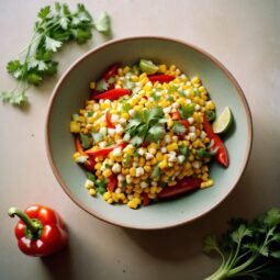 Vibrant Corn and Bell Pepper Salad with Fresh Cilantro - Vegetarian - Frenchynosh