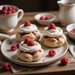 Elegant Raspberry Scones with Fluffy Whipped Cream - Vegetarian - Frenchynosh