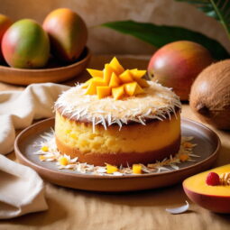 Tropical Mango Coconut Cake - Low Sugar - Frenchynosh.com