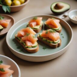 Elegant Avocado and Smoked Salmon Toasts - Low Lactose - Frenchynosh