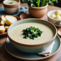 Velvety Potato Leek and Kale Soup Infused with Rosemary - Vegetarian - Frenchynosh