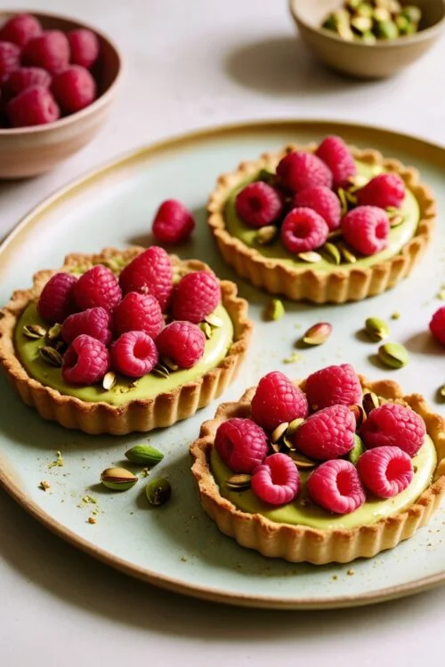 Rustic Raspberry Pistachio Tarts - Vegetarian - Frenchynosh