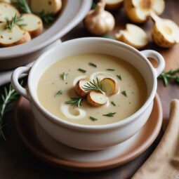 Rustic Golden Garlic & Potato Soup Infused with Rosemary - Gluten Free - Frenchynosh