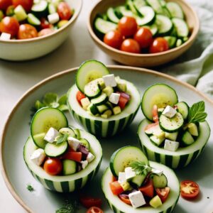 Garden Fresh Cucumber Greek Salad Cups - Vegetarian - Frenchynosh