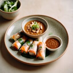 Crunchy Veggie Spring Rolls with Creamy Peanut Dip - Vegan - Frenchynosh