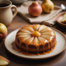 Caramel Pear Upside-Down Cake - Vegetarian - Frenchynosh