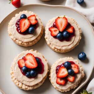 Nutty Delight Almond Butter and Berry Jelly Rice Cakes - Vegetarian - Frenchynosh