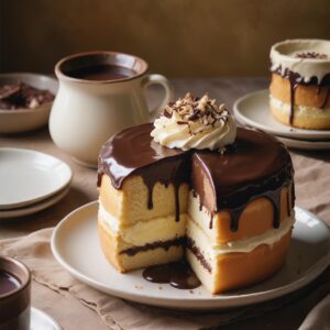 Classic Boston Cream Pie - Vegetarian - Frenchynosh