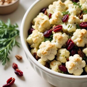 Festive Cauliflower Cranberry Pecan Stuffing - Vegan - Frenchynosh