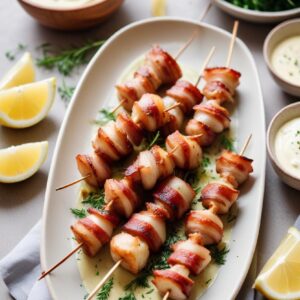 Seaside Keto Delight: Bacon-Wrapped Scallop Skewers - LowCarbs - Frenchynosh