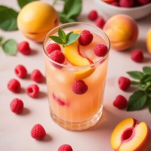 Sun-Kissed Peach Raspberry Lemonade - Vegan - Frenchynosh