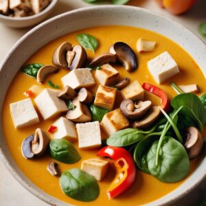 Silky Thai Coconut Curry Soup with Crispy Tofu - Vegan - Frenchynosh