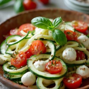 Zucchini Ribbon Caprese Delight - Vegetarian - Frenchynosh