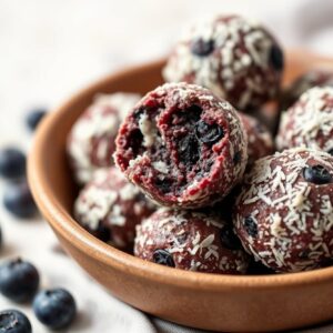 Tropical Blueberry Coconut Energy Bites - Vegan - Frenchynosh