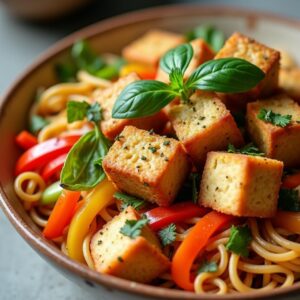 Thai Peanut Tofu Noodle Extravaganza - Vegan - Frenchynosh