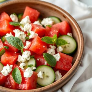 Refreshing Summer Watermelon Cucumber Salad - Vegetarian - Frenchynosh