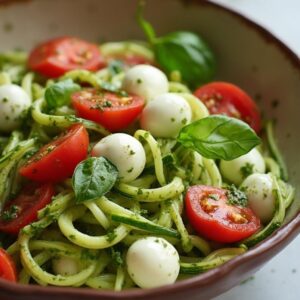 Italian Caprese Zoodle Fresco with Pesto - Vegetarian - Frenchynosh