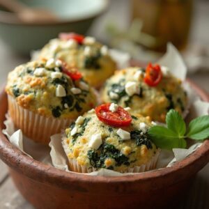 Savory Mediterranean Spinach and Feta Muffins - Vegetarian - Frenchynosh