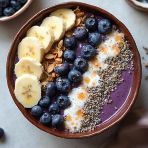 Tropical Bliss Blueberry Banana Smoothie Bowl - Vegan - Frenchynosh